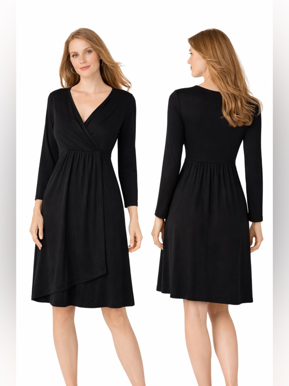 SOMA Faux Wrap Dress Black Size XS Women’s Soft, Stretch Casual - Picture 3 of 11